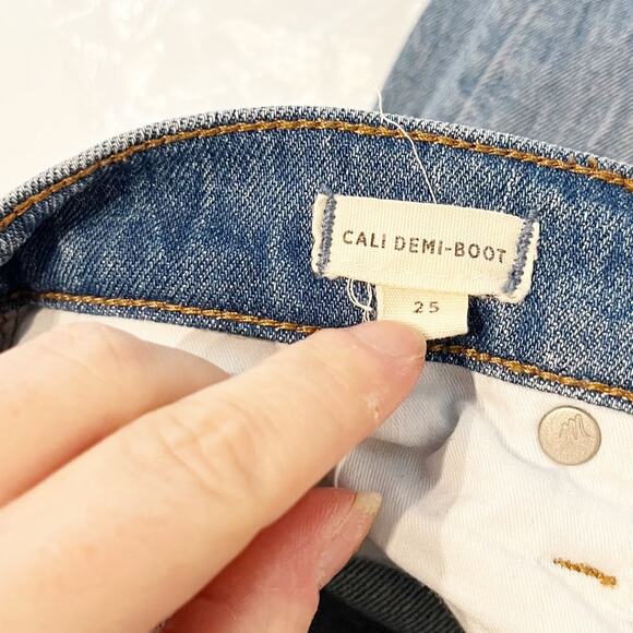 Madewell Mid Rise Cali Demi Boot Cropped Kick Flare Button Fly Jeans Blue 25 - Picture 3 of 6